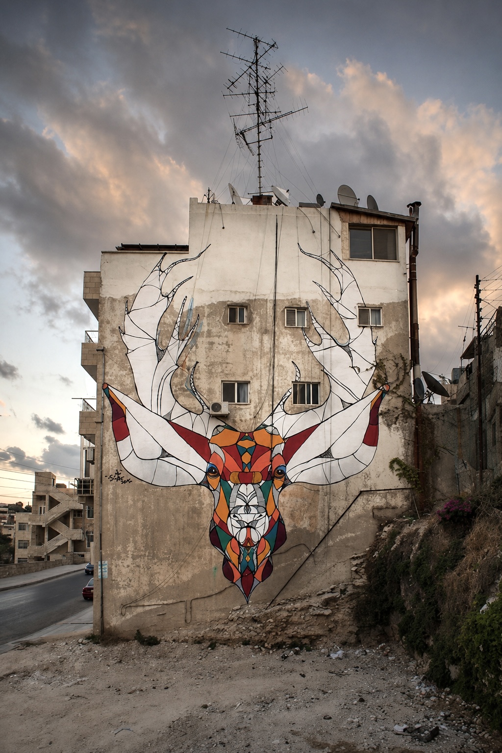 The Deer — mural by Suhaib Attar in Amman
